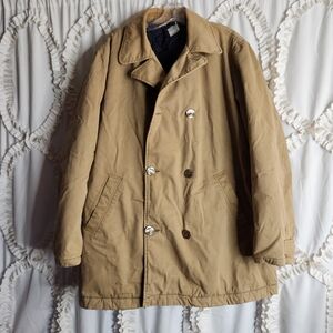 Vintage 90s Y2K Diesel Double Breasted Tan Lined Coat Jacket sz L